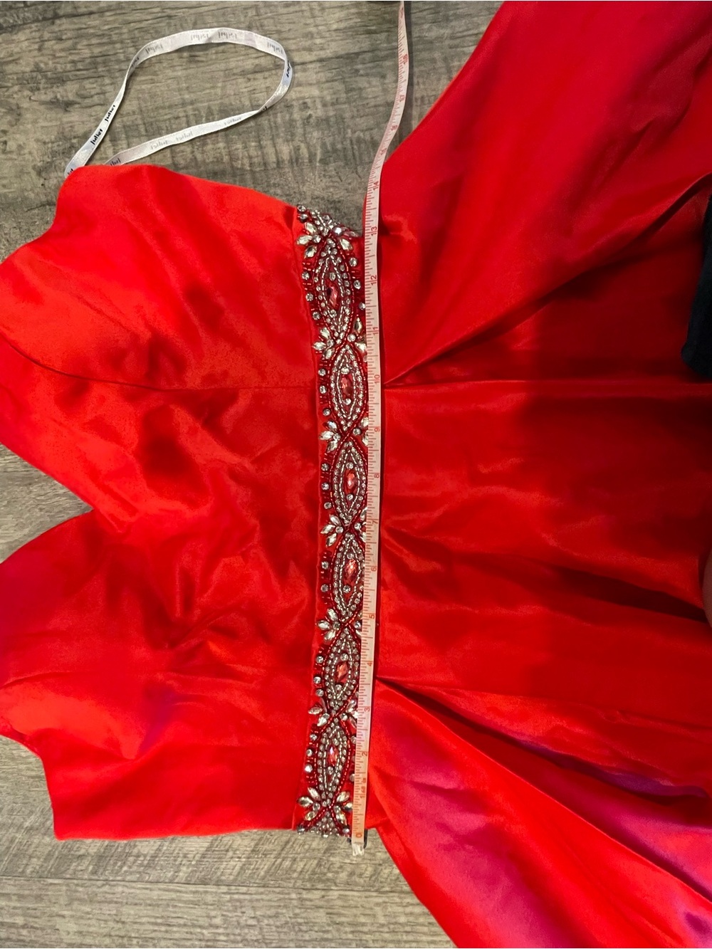 Juliet Elegant Red Prom Dress with Beaded Waist - Picture 10 of 11